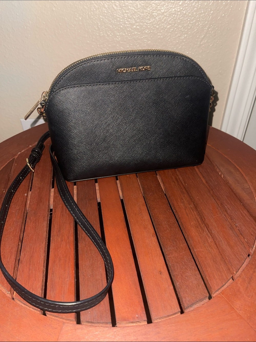 Michael Kors Black Saffiano Dome Crossbody Bag